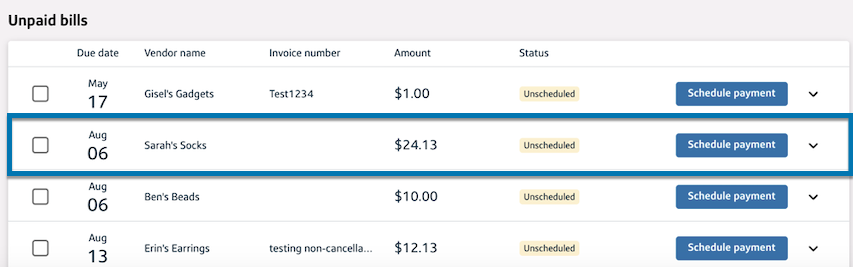 Paying an existing bill- finding a bill to pay in the unpaid bill list.png